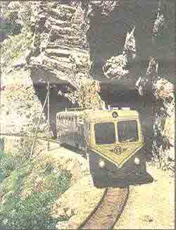 The Diakofto-Kalavrita cog train, in Vouraikos gorge.