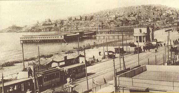 Νέο Φάληρο, τέλη δεκαετίας 1920. Ὁ σταθμός τῶν Τράμ.